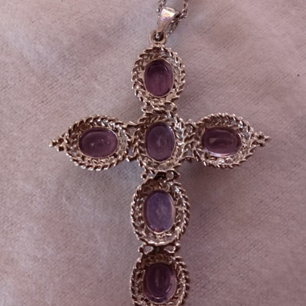 Karis- Amethyst Cross Necklace - Picture 2 of 4